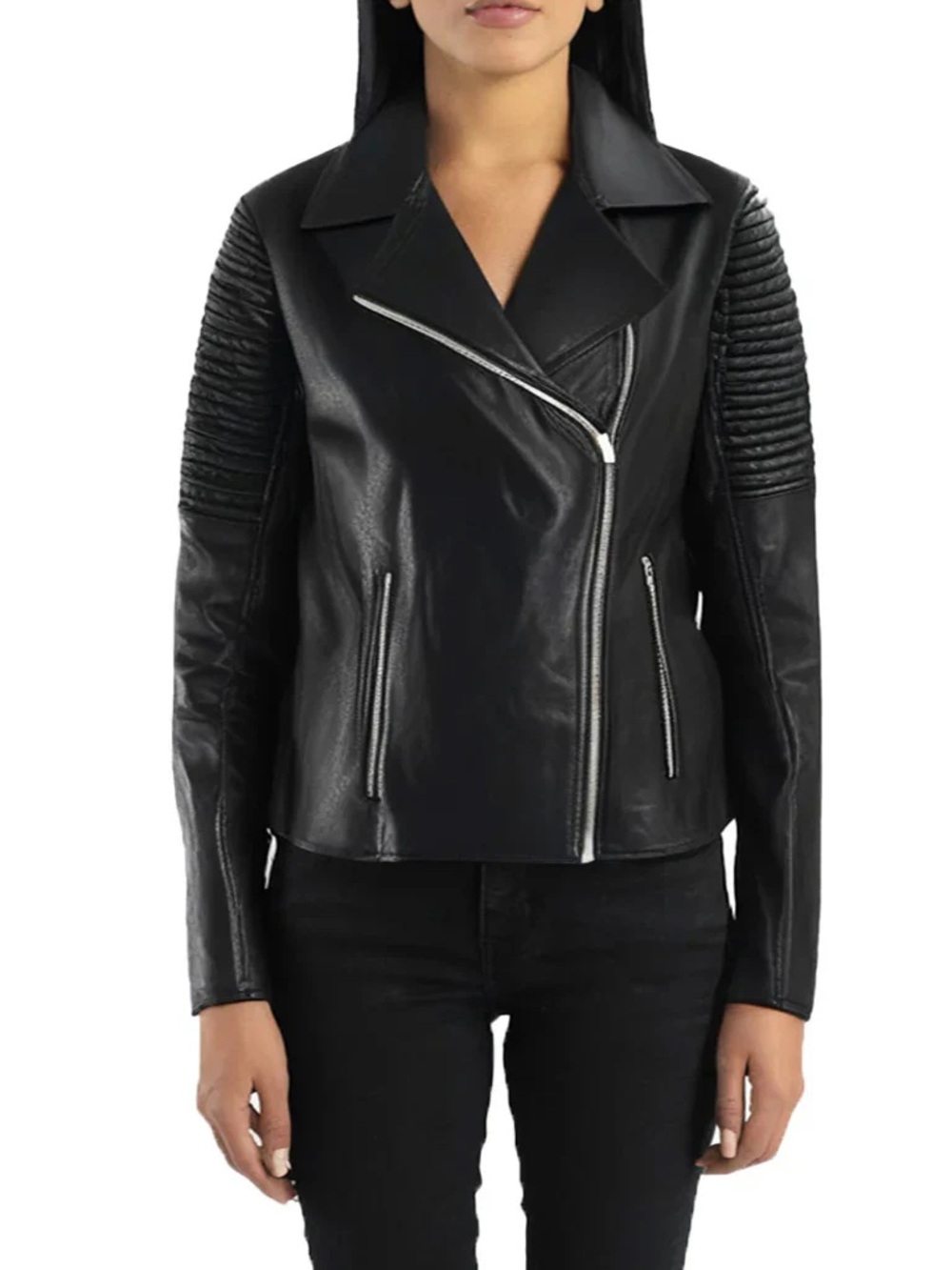 NWT Topshop Rosa Biker Jacket Black Leather Size 8